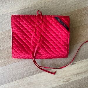 Quilted Red Satin roll up bag